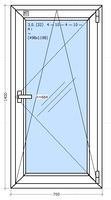 Окно металлопластиковое Rehau 700*1400